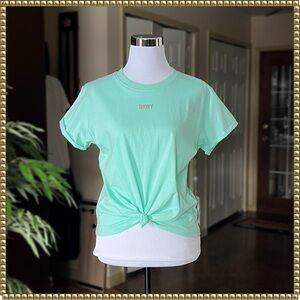 DKNY SPORT Aqua Metallic Logo Knotted Tee XS
